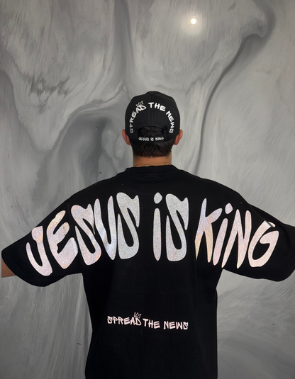 JESUS IS KING - BLACK ON BLACK - HEAVY T-SHIRT