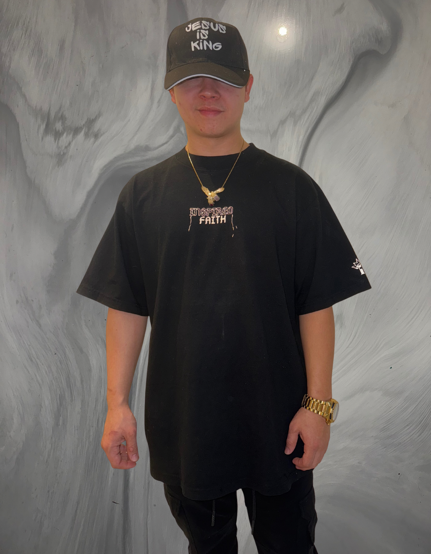 JESUS IS KING - BLACK ON BLACK - HEAVY T-SHIRT