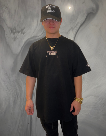 JESUS IS KING - BLACK ON BLACK - HEAVY T-SHIRT
